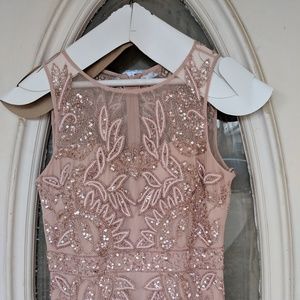 Adrianna Papell Rose Gold Vine Gown